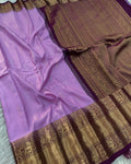 Soft Lilac 10 Handloom Gadwal Pattu Saree