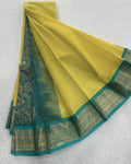 Lime Yellow Pure Gadwal Cotton Saree
