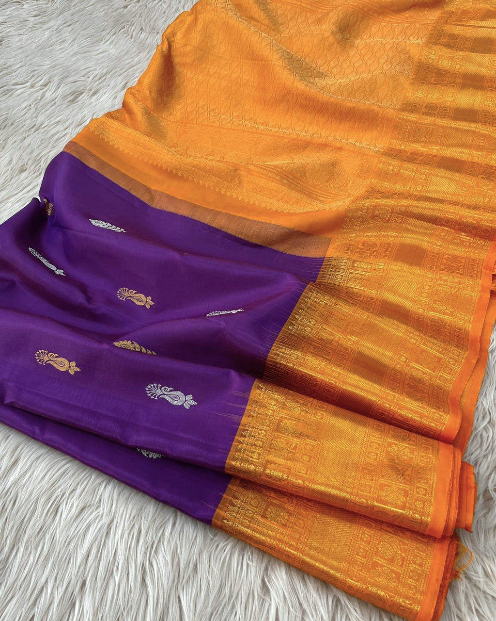 Royal Purple 3 Handloom Gadwal Pattu Saree