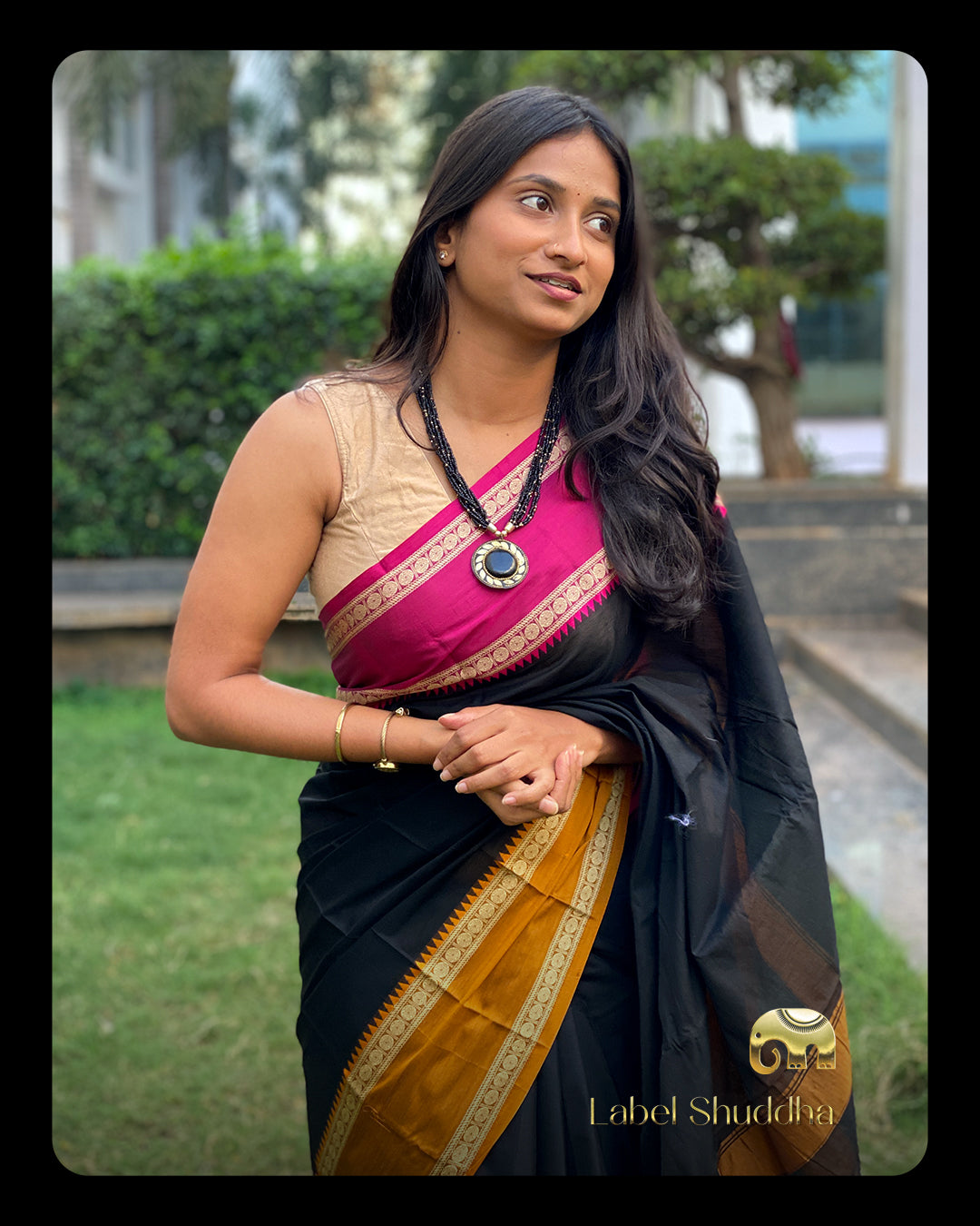 Ganga Jamuna Saree - Black