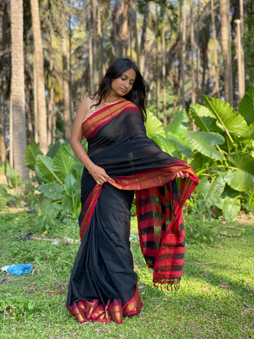 Narayanpet Cotton Saree - Black
