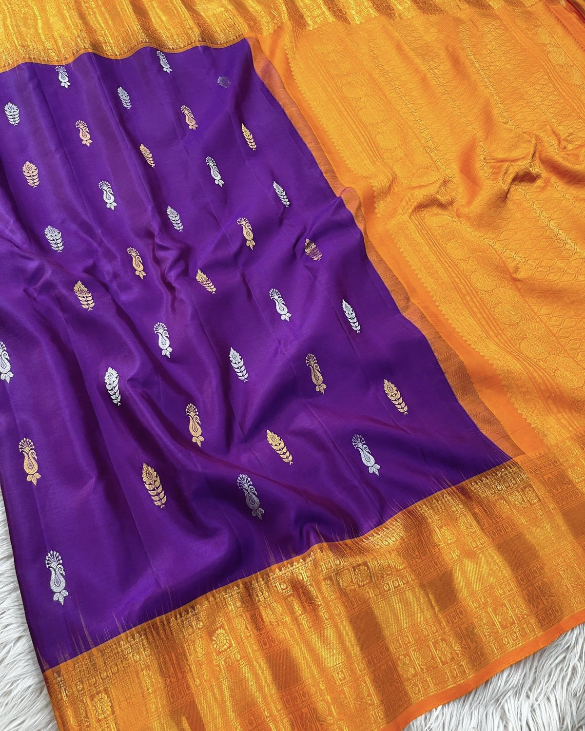 Royal Purple 3 Handloom Gadwal Pattu Saree