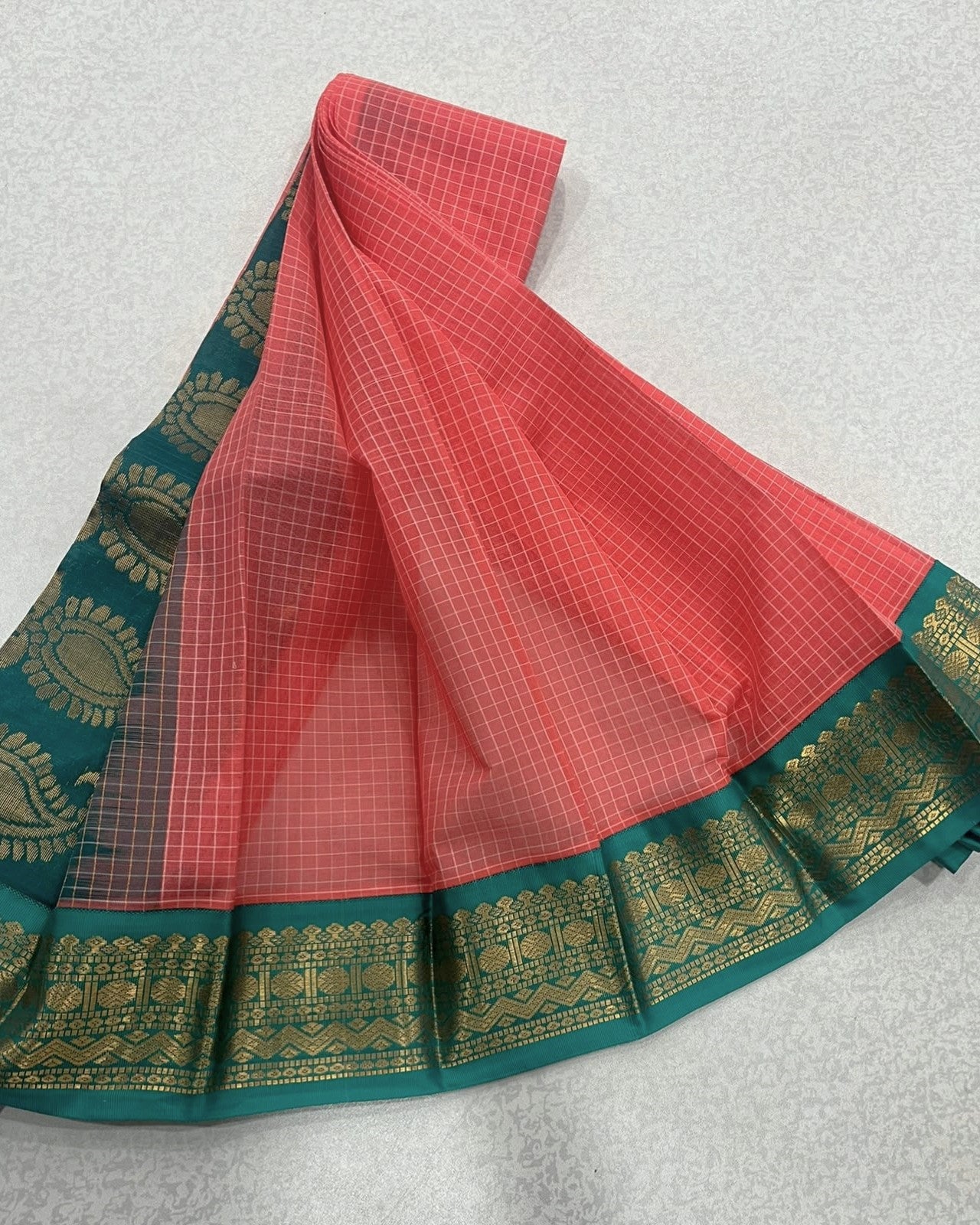 Blush Pink Pure Gadwal Cotton Saree