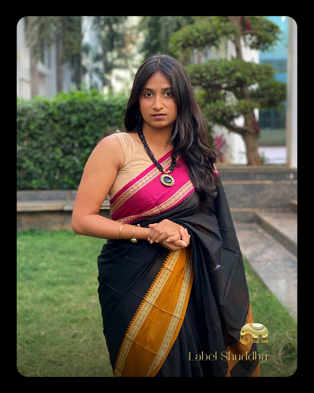 Ganga Jamuna Saree - Black