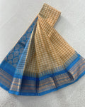 Sand Beige Checked Pure Gadwal Cotton Saree