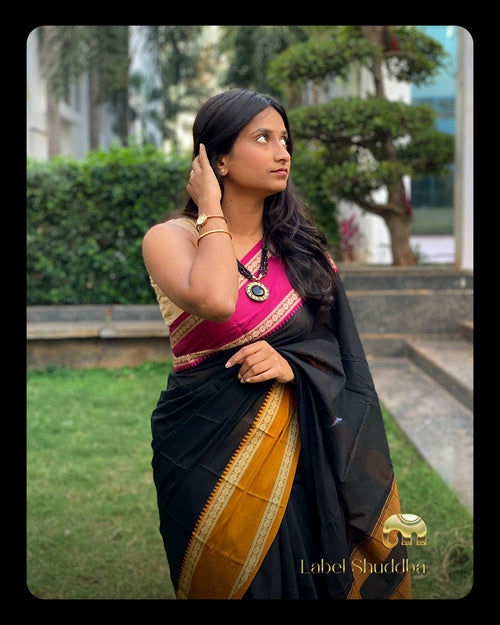 Ganga Jamuna Saree - Black