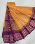Marigold Yellow Pure Gadwal Cotton Saree