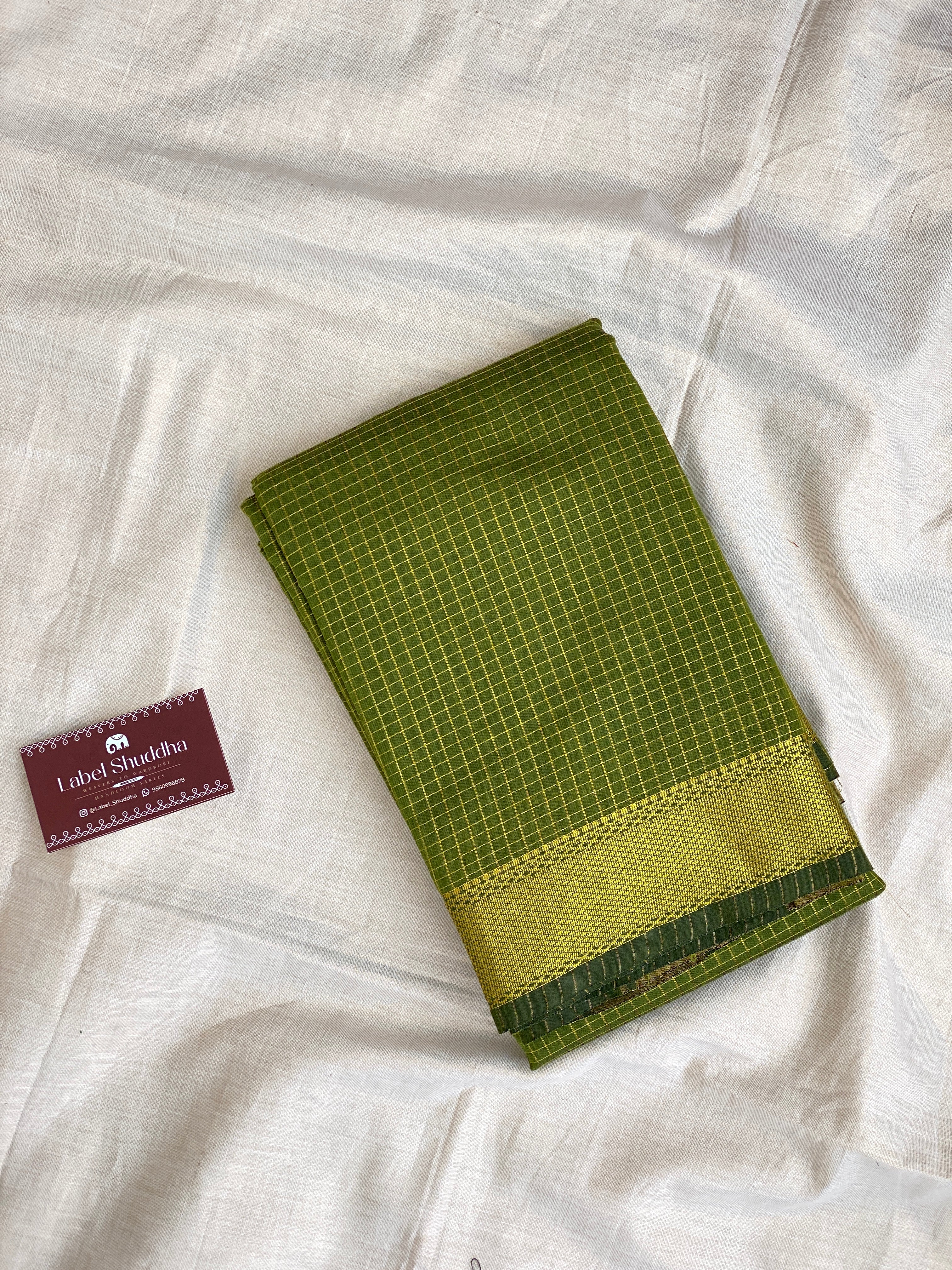 Maheshwari Checks - Mehendi Green