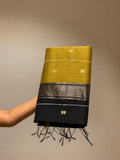 yellow and black handloom maheshwari cotton saree