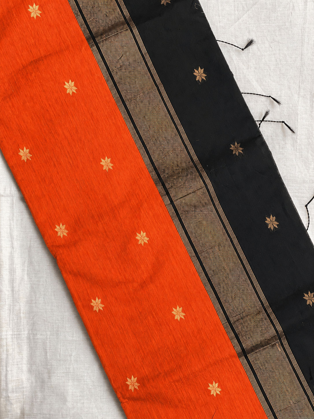 Maheshwari Cotton - Orange Black