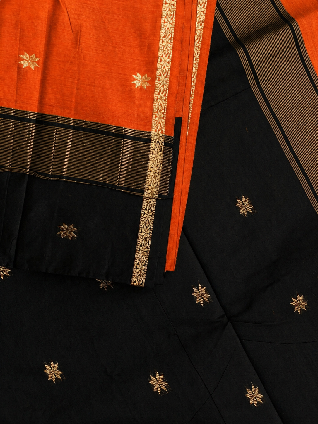 Maheshwari Cotton - Orange Black