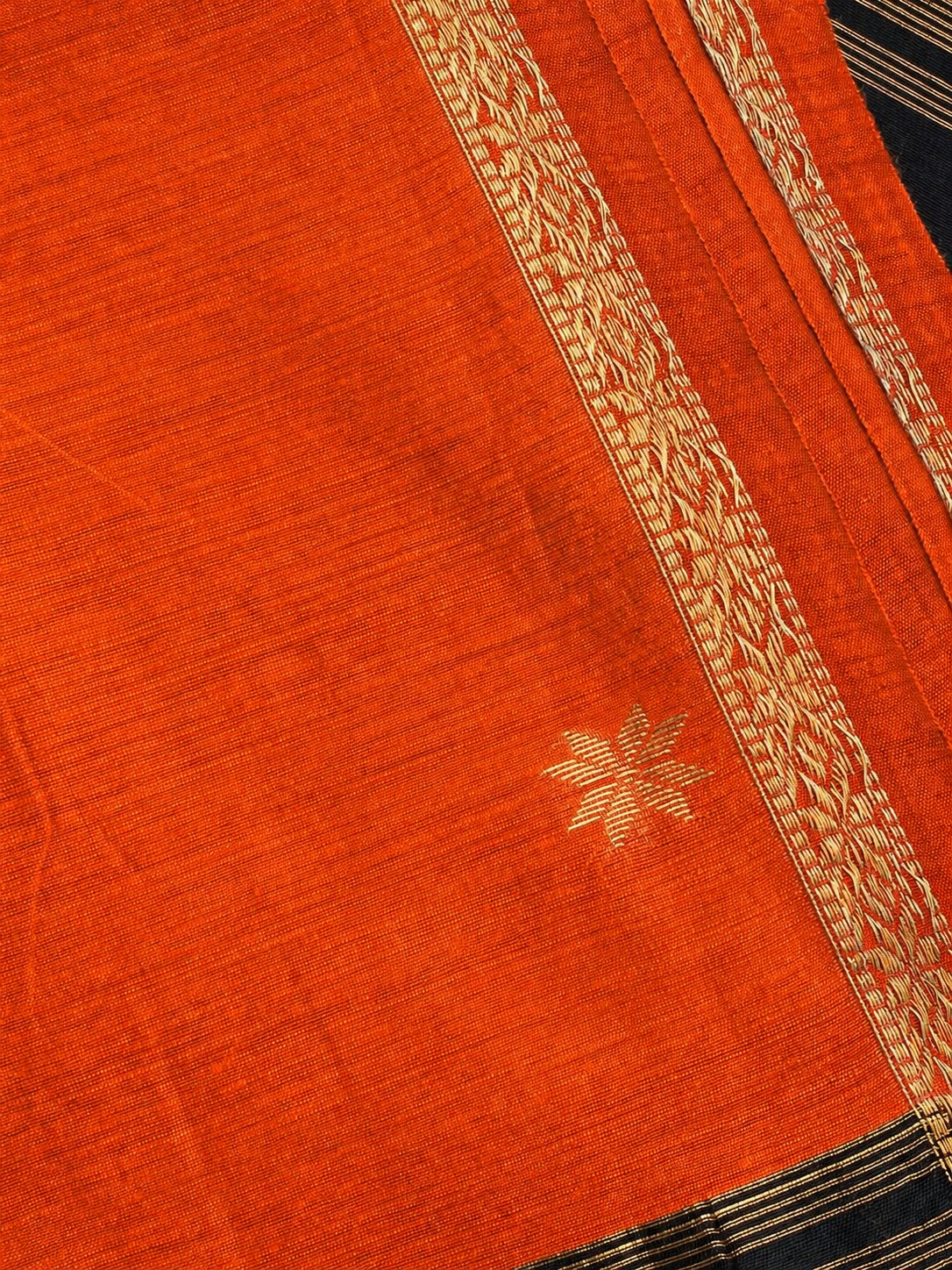 Maheshwari Cotton - Orange Black