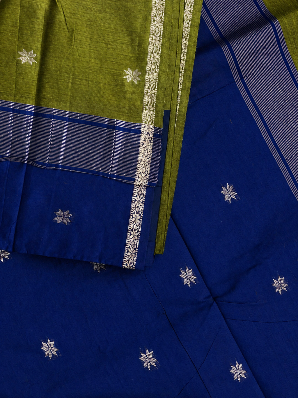 Green and blue handloom maheshwari cotton saree