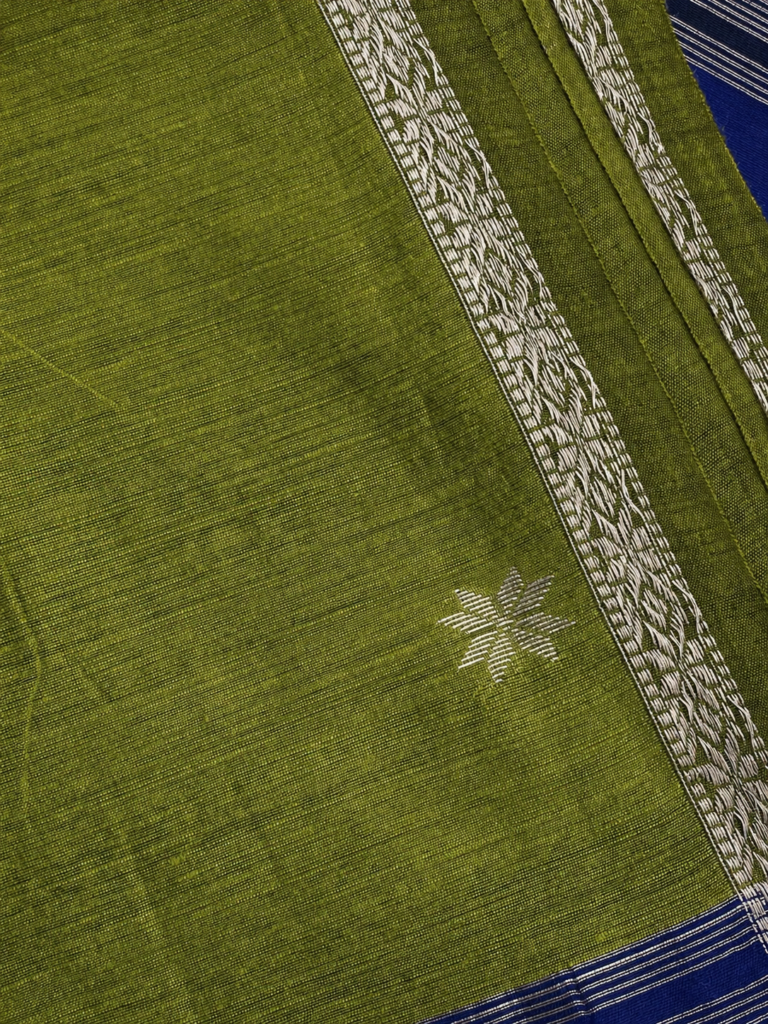 Green and blue handloom maheshwari cotton saree