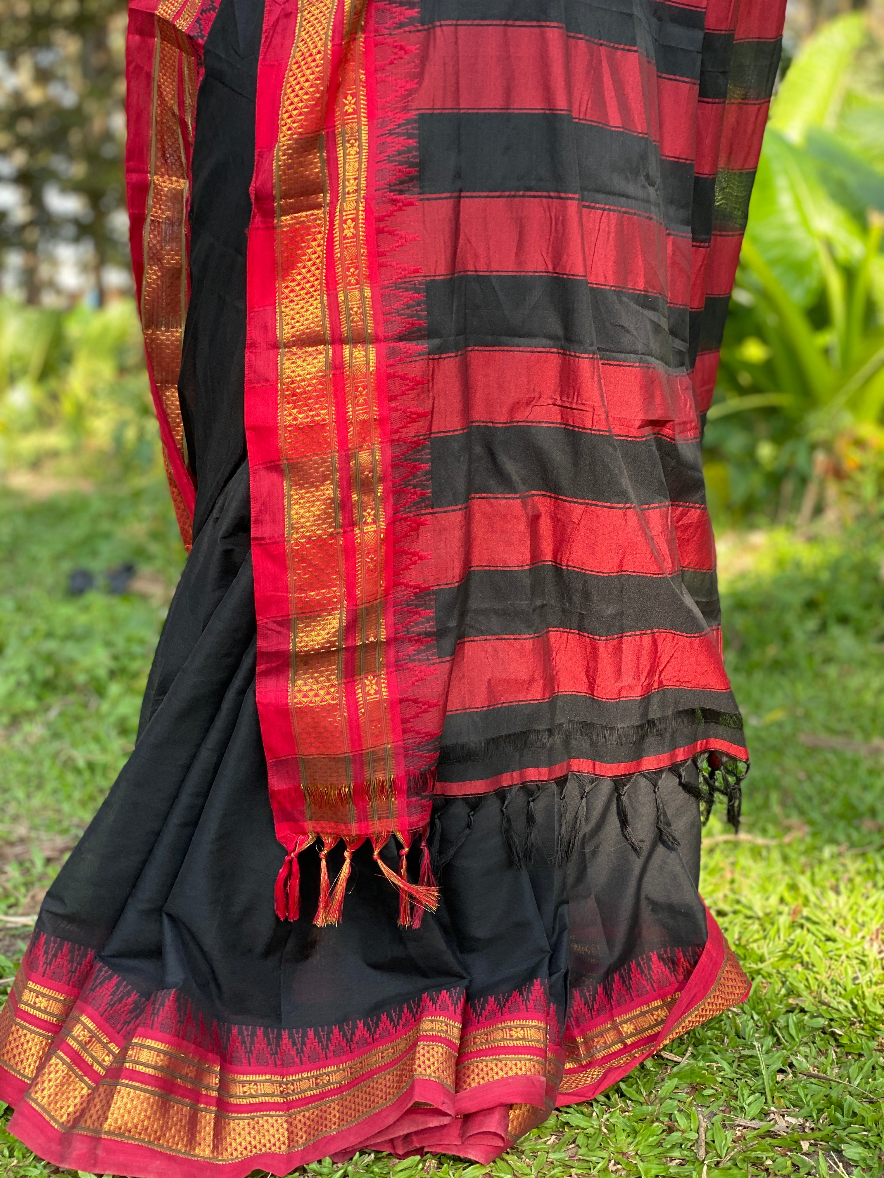 Narayanpet Cotton Saree - Black
