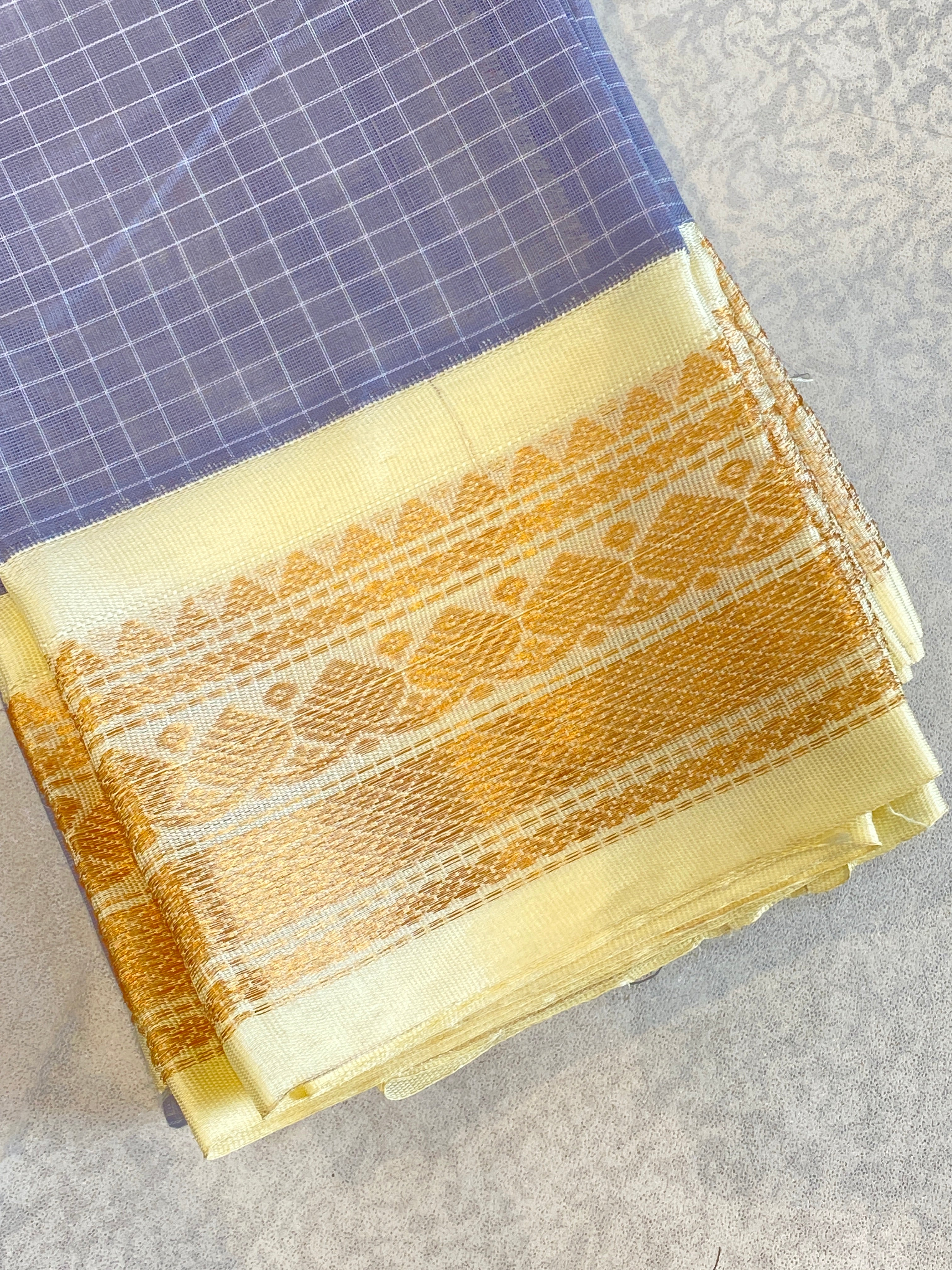 Mist Lavender Pure Gadwal Cotton Saree
