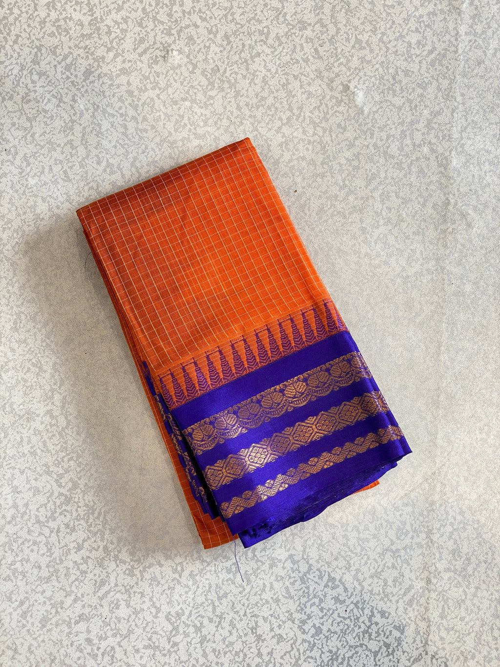 Sunset Orange Pure Gadwal Cotton Saree
