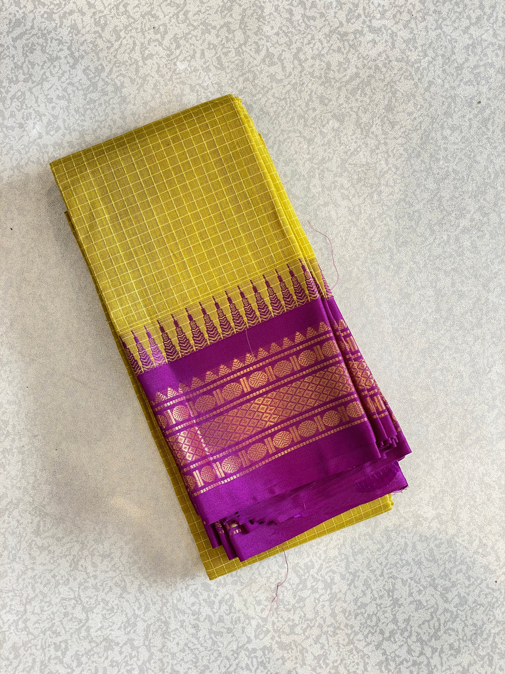 Golden Mustard Pure Gadwal Cotton Saree