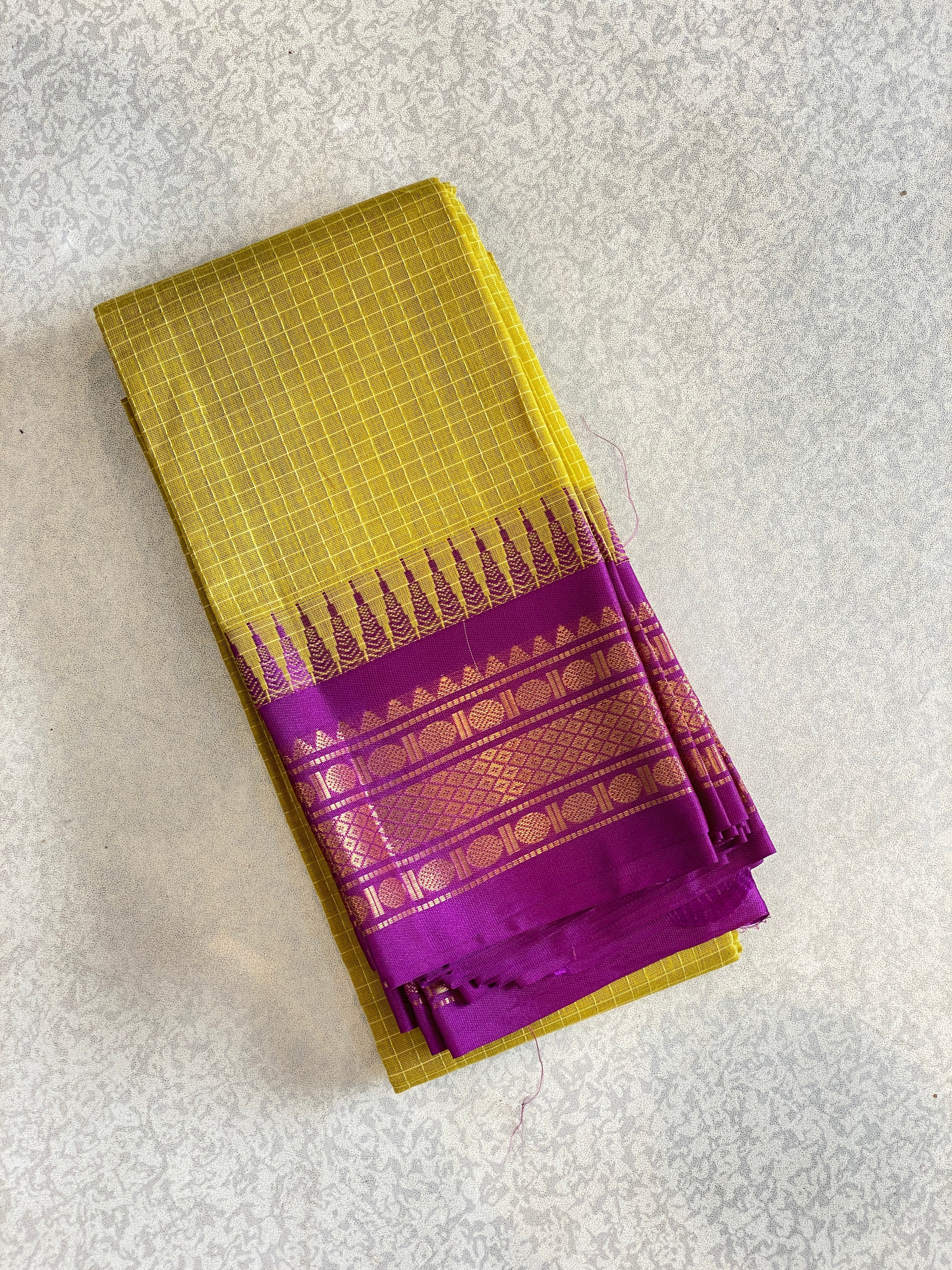 Golden Mustard Pure Gadwal Cotton Saree