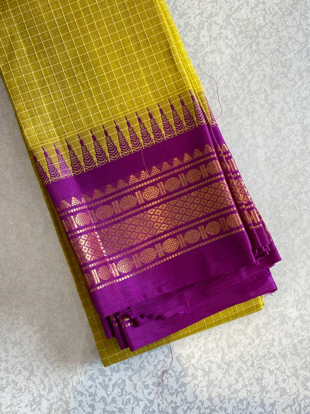 Golden Mustard Pure Gadwal Cotton Saree
