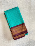 Aqua Maroon Pure Gadwal Cotton Saree