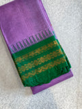 Lavender Emerald Pure Gadwal Cotton Saree