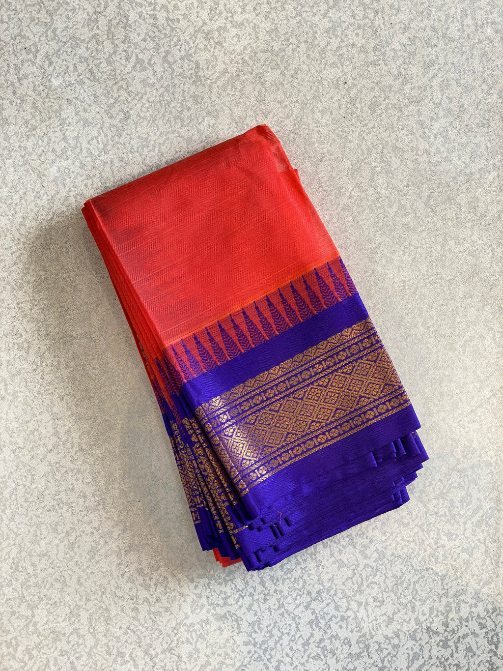 Orange Grace Pure Gadwal Cotton Saree