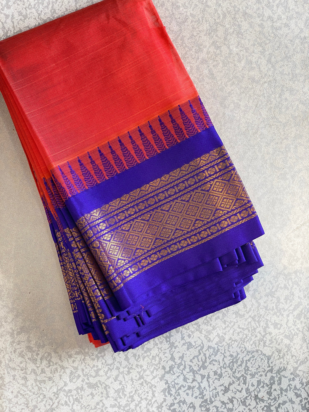 Orange Grace Pure Gadwal Cotton Saree