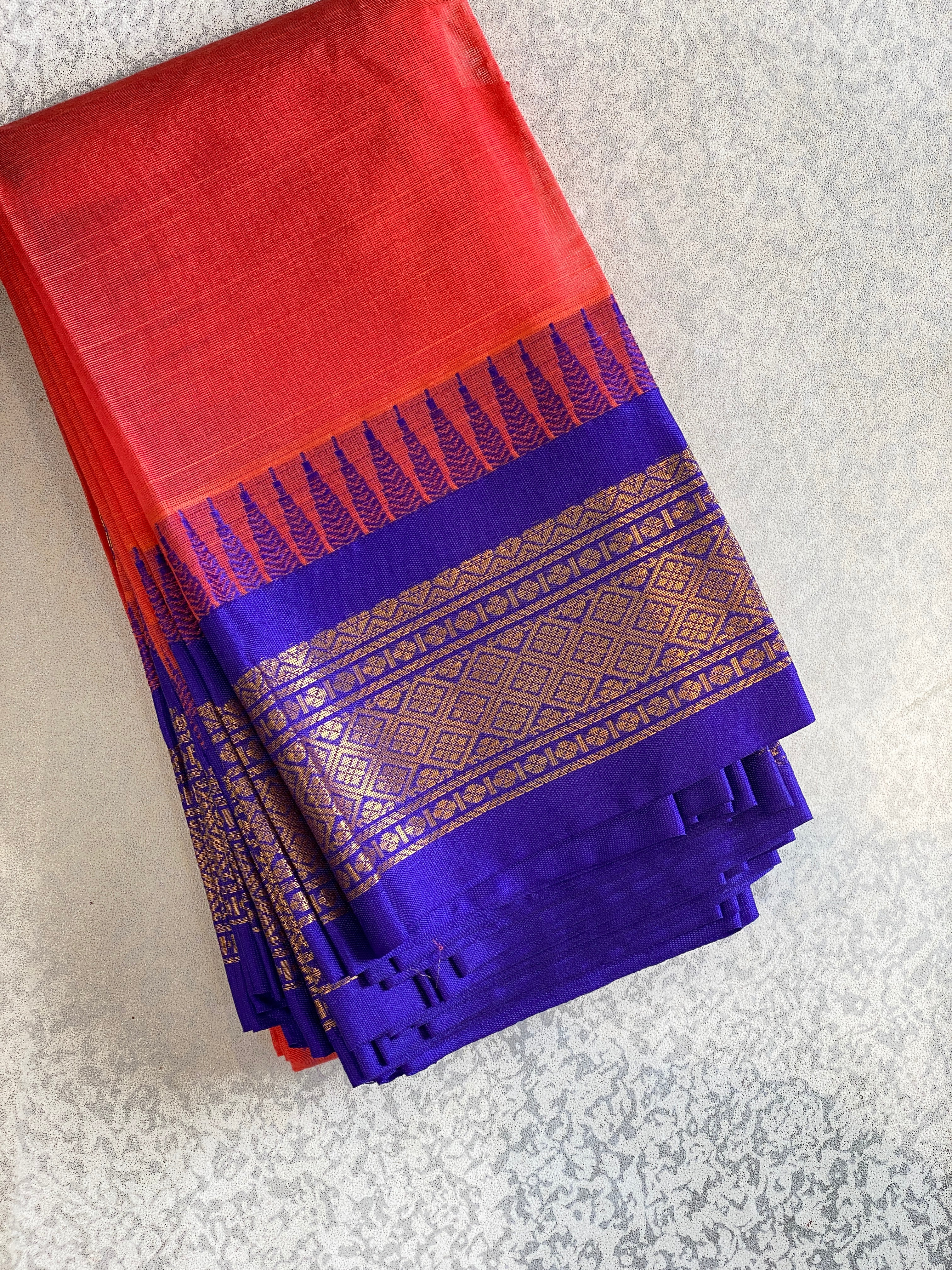 Orange Grace Pure Gadwal Cotton Saree