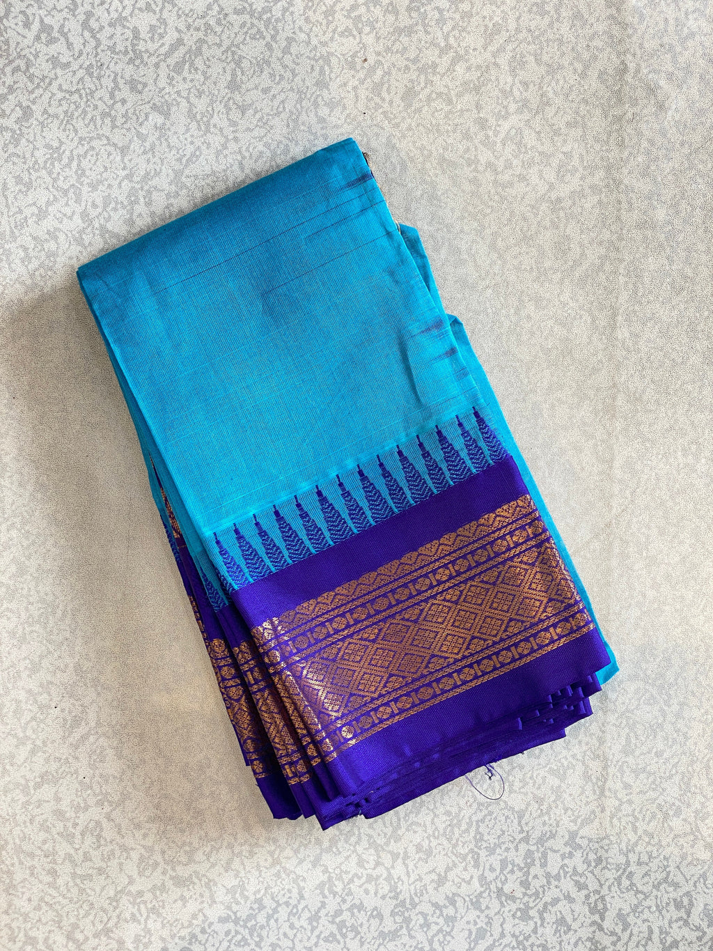 Turquoise Royale Pure Gadwal Cotton Saree