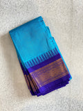 Turquoise Royale Pure Gadwal Cotton Saree