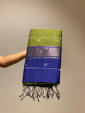 Green and blue handloom maheshwari cotton saree