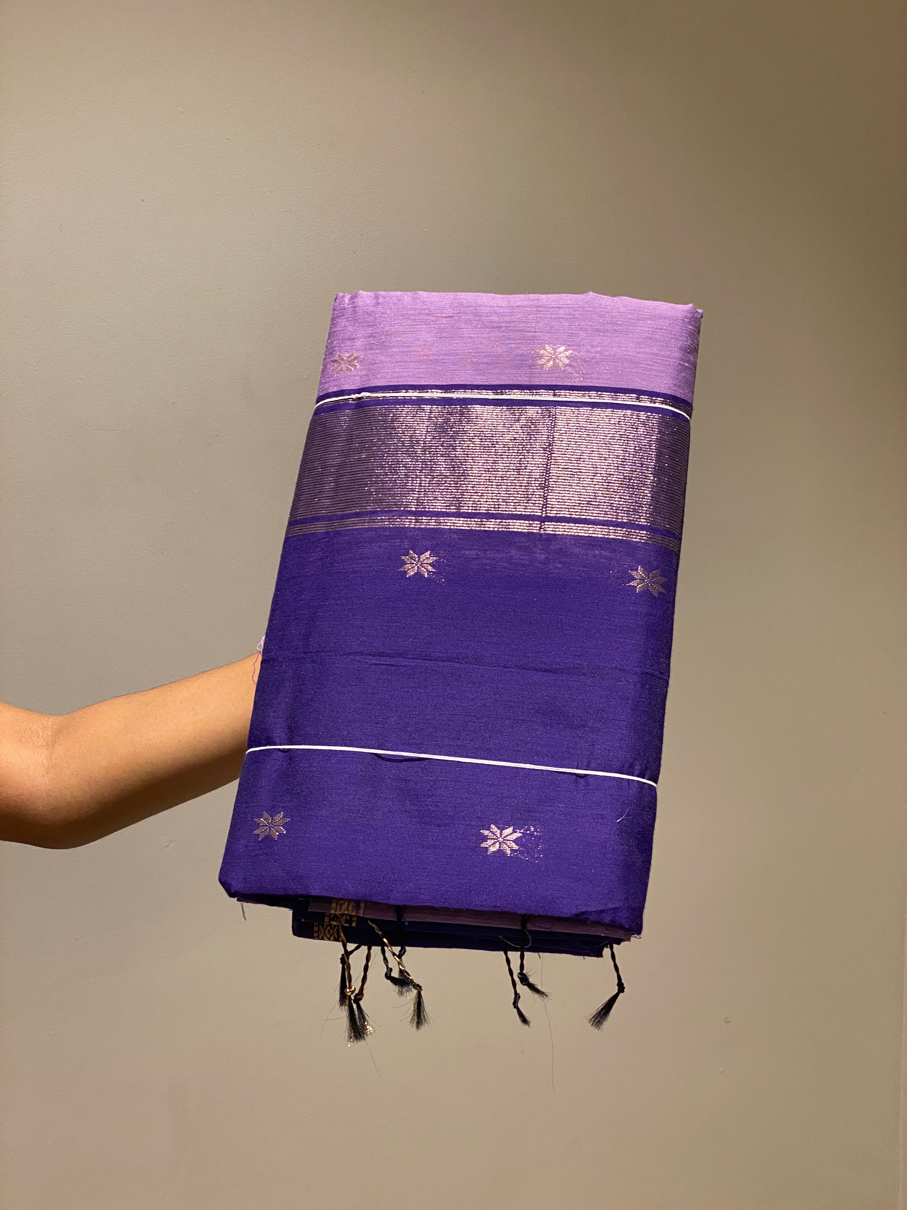 Purple handloom maheshwari cotton saree