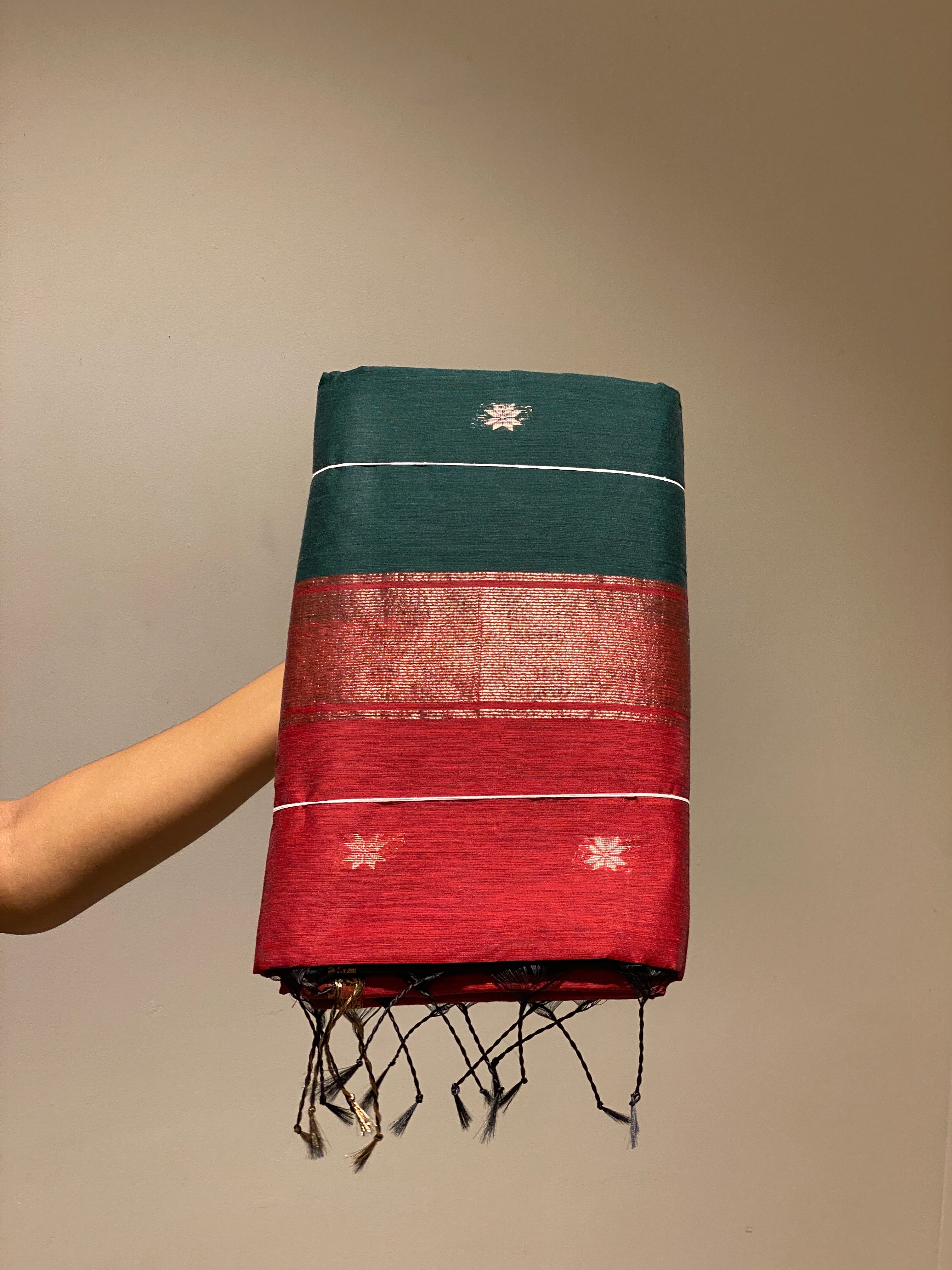Maheshwari Cotton - Green Red