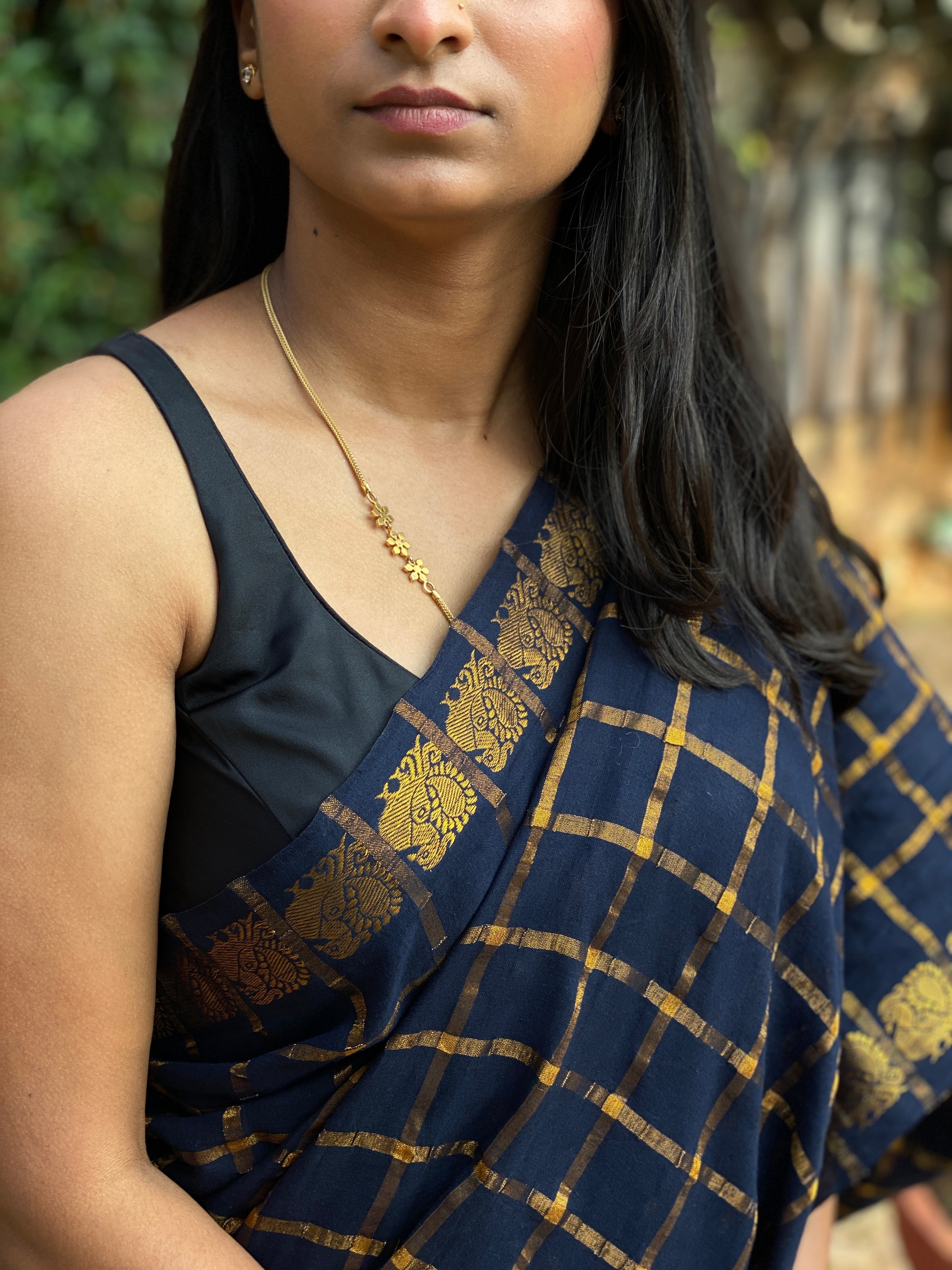 Pavithra Kattam Cotton - Navy Blue