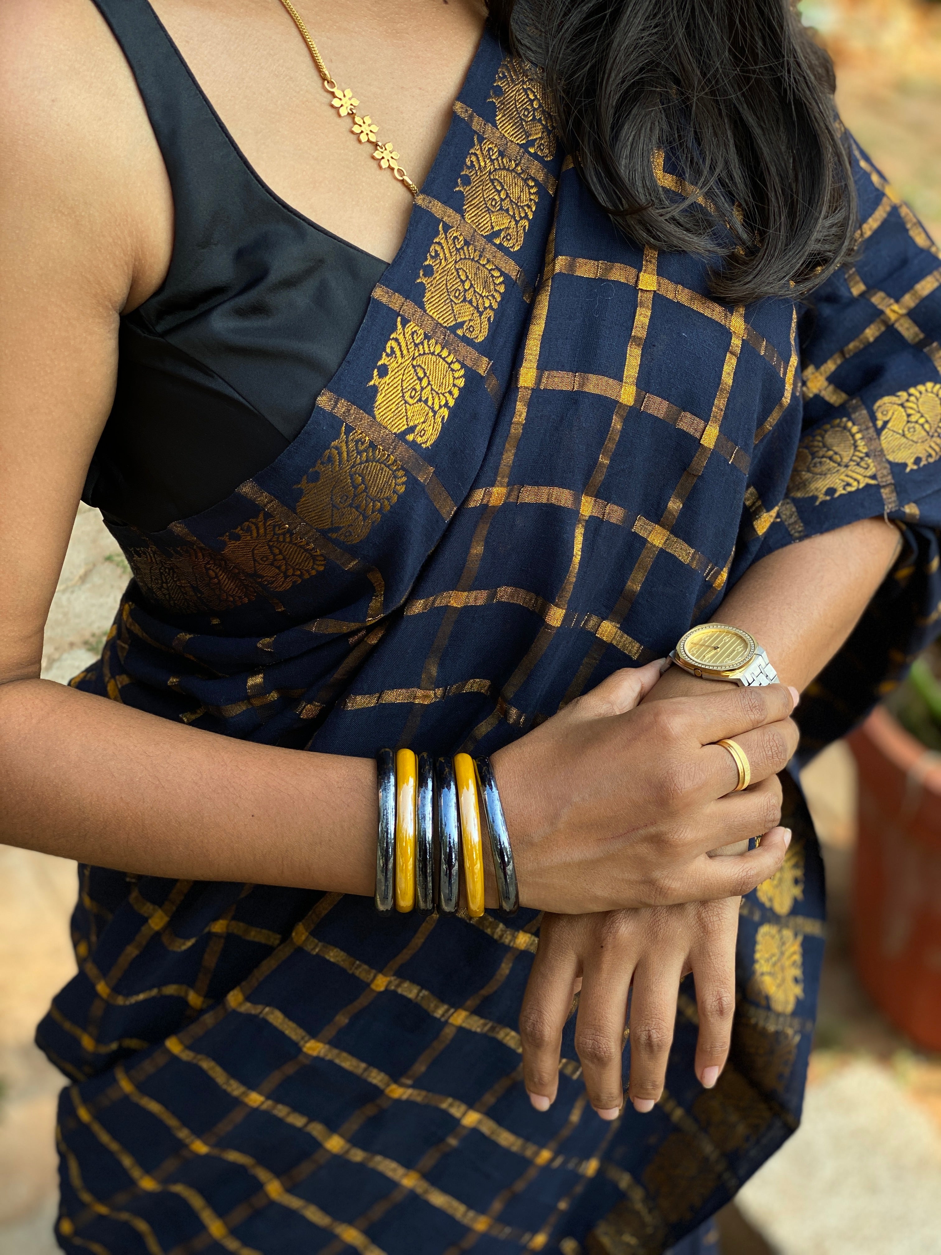 Pavithra Kattam Cotton - Navy Blue