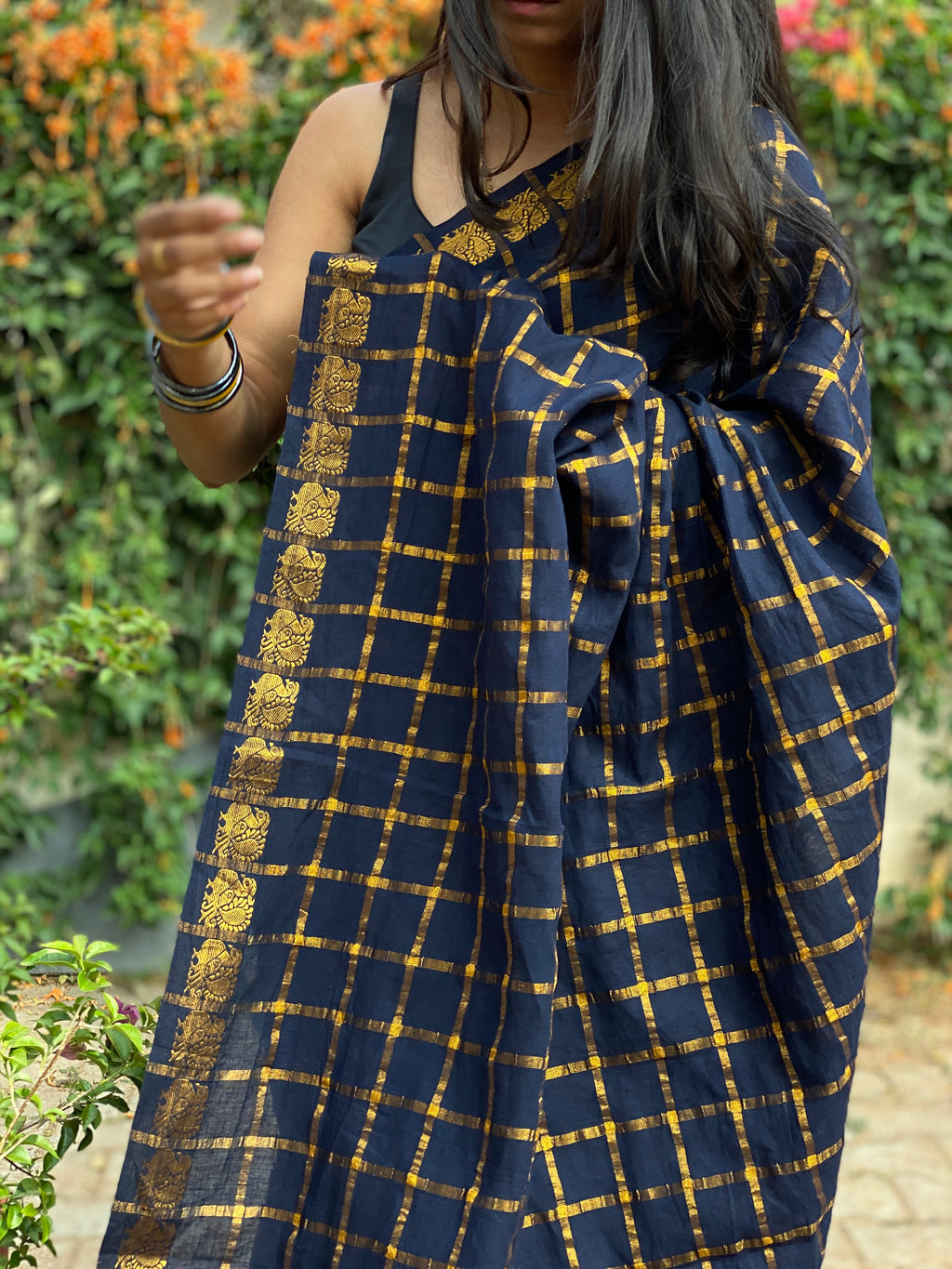Pavithra Kattam Cotton - Navy Blue