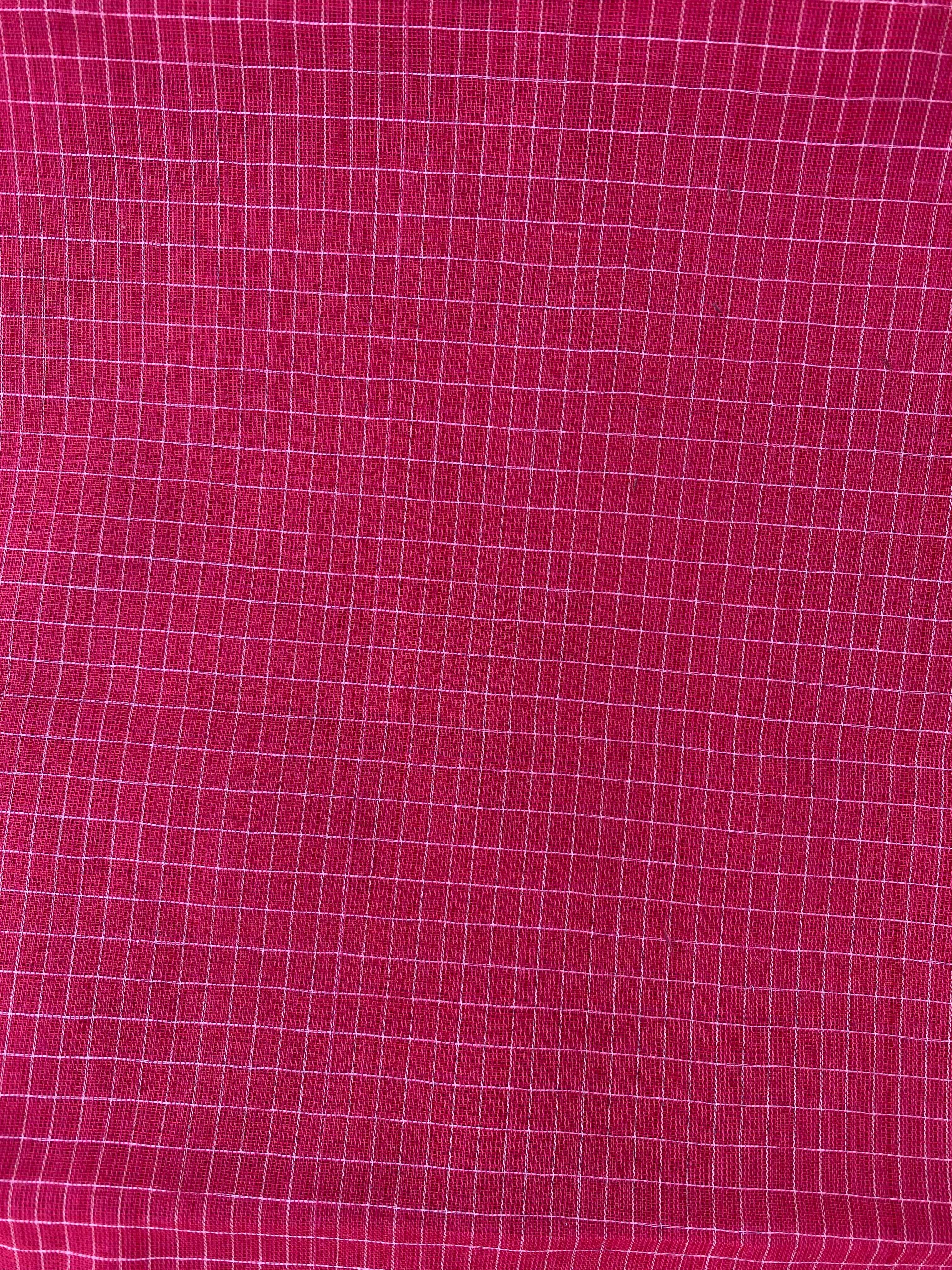 Narayanpet Cotton Saree - Light Pink Checks