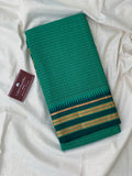 Narayanpet Cotton Saree - Dark Green Checks