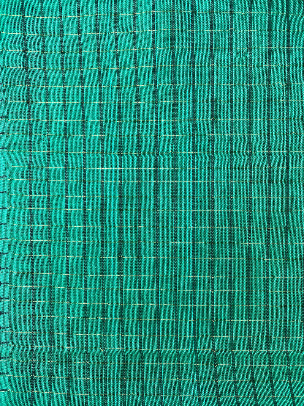 Narayanpet Cotton Saree - Dark Green Checks