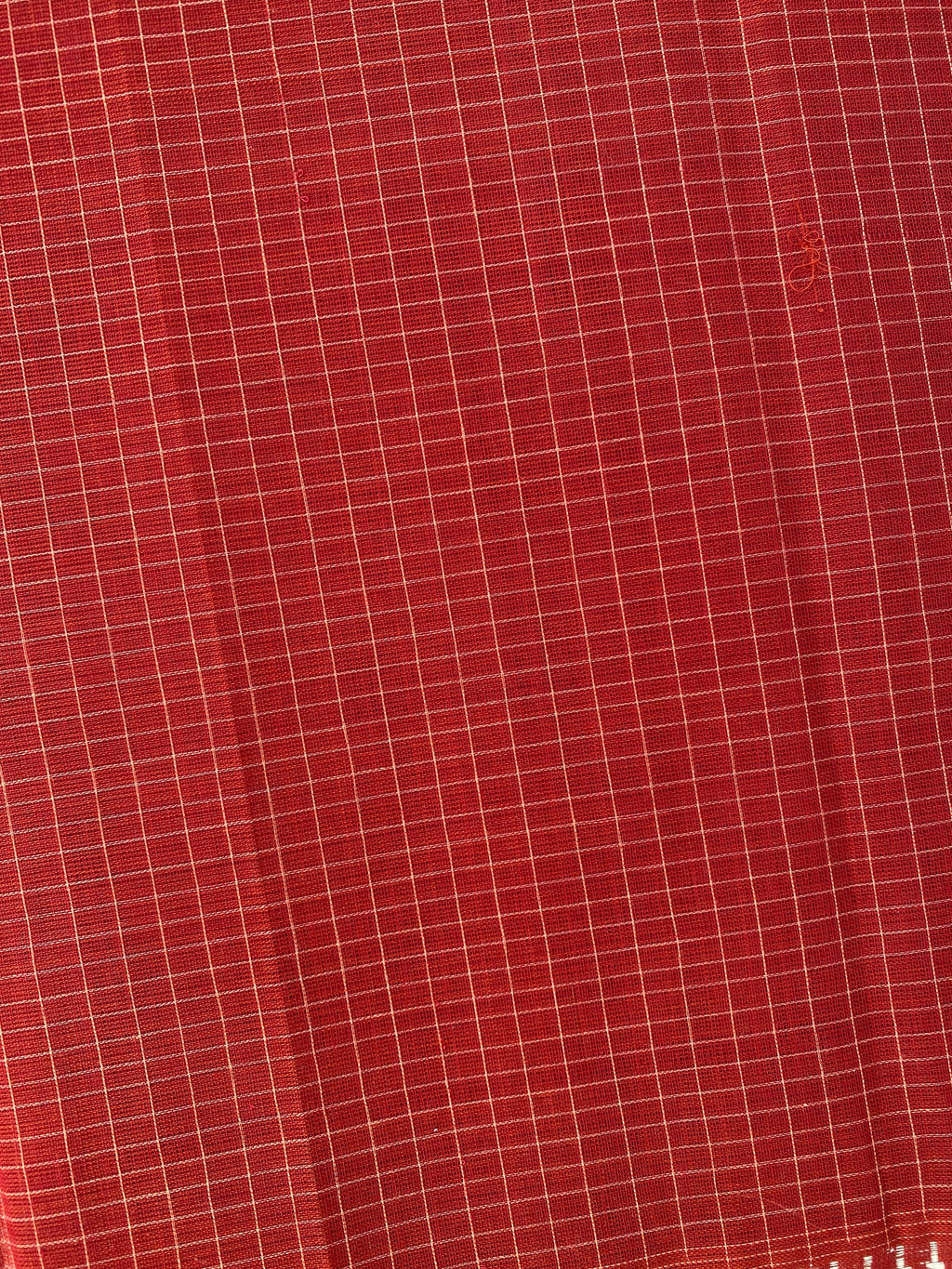 Narayanpet Cotton Saree - Red Cream Checks