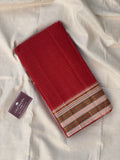 Narayanpet Cotton Saree - Red Cream Checks