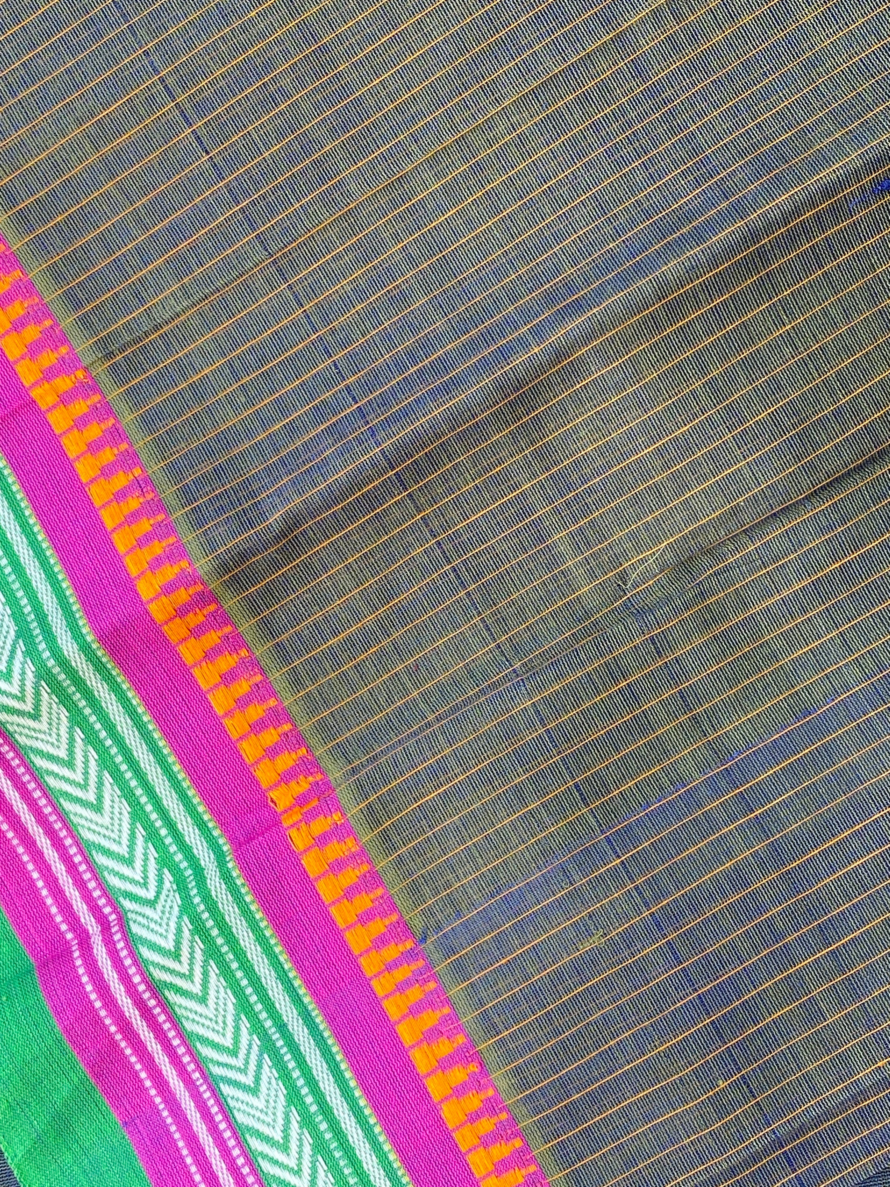 Narayanpet Cotton Saree - Mehendi Green Stripes
