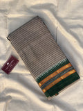 Narayanpet Cotton Saree - Brown Green Stripes