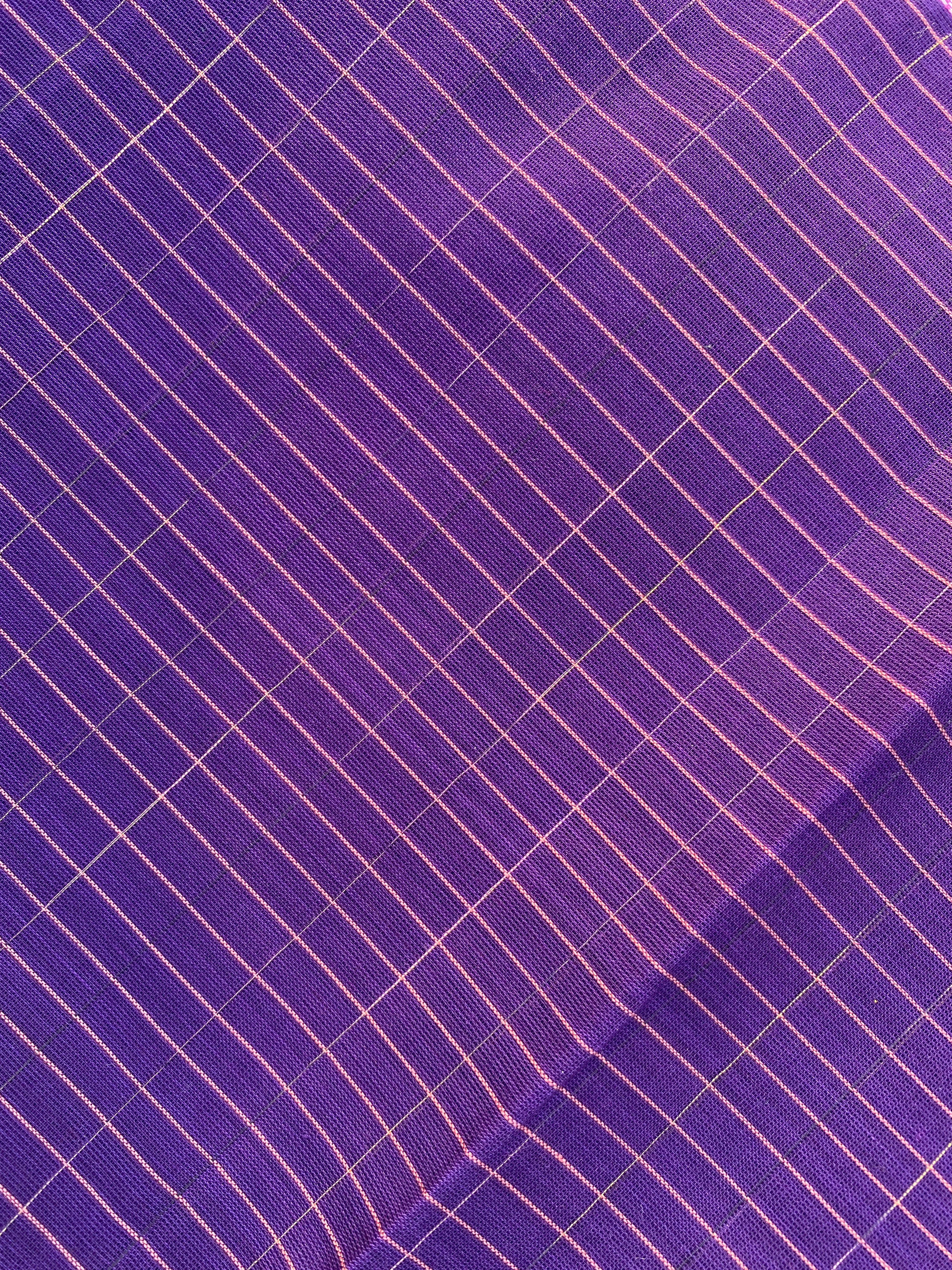 Narayanpet Cotton Saree - Purple Pink Checks