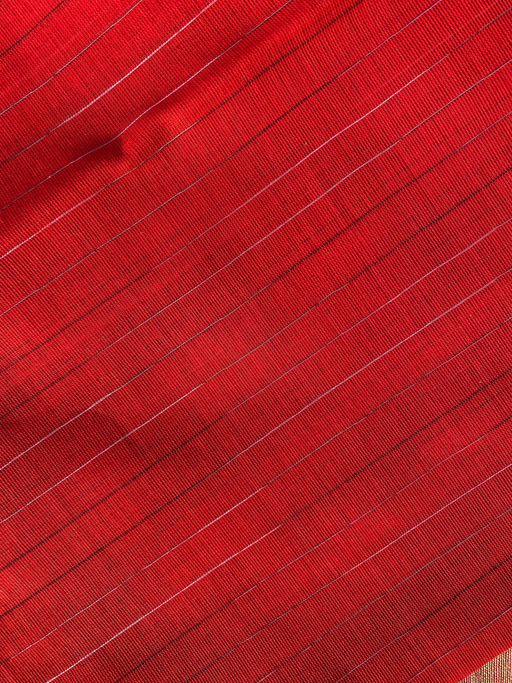 Narayanpet Cotton Saree - Red Cream Stripes