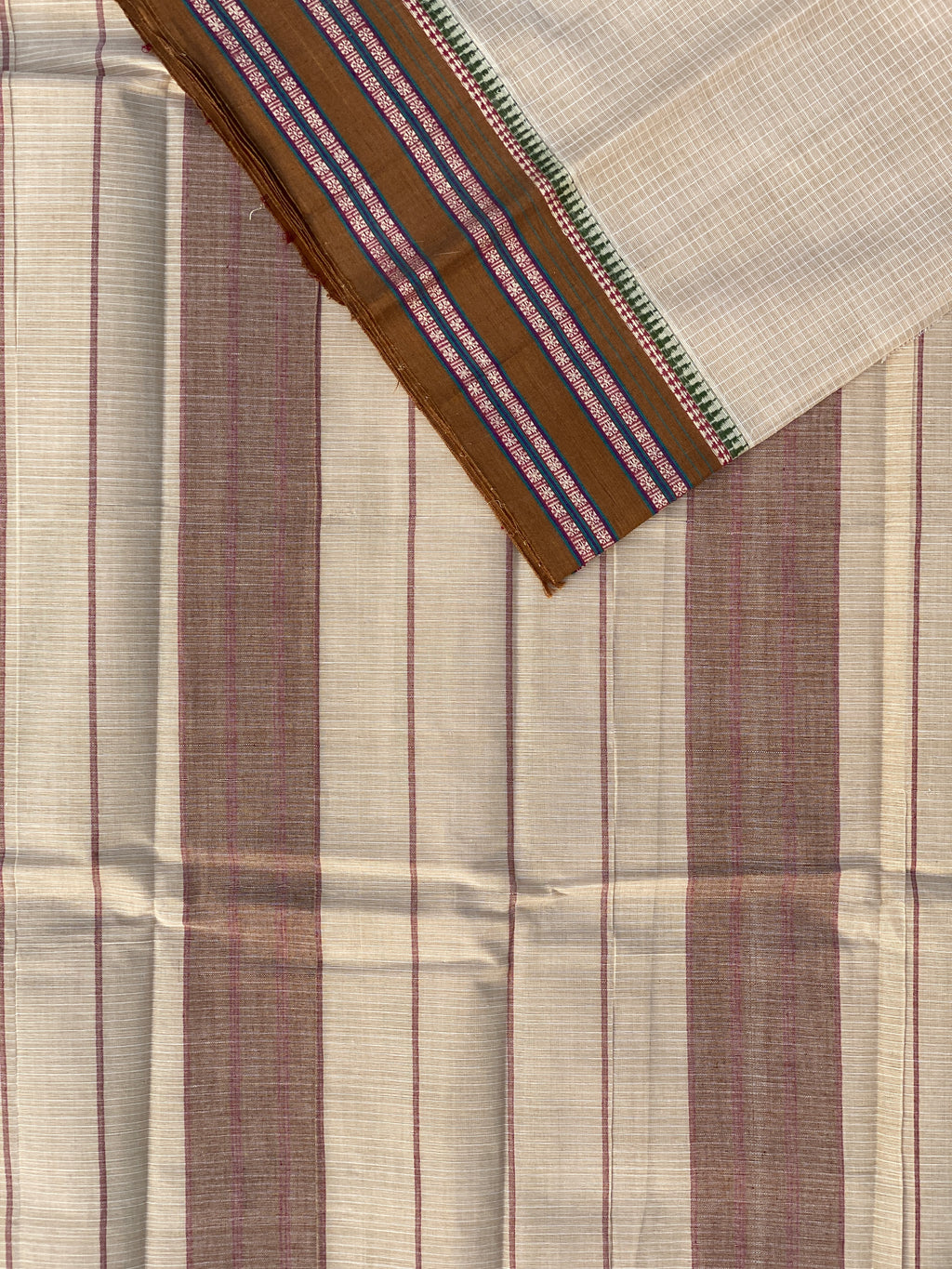 Narayanpet Cotton Saree - Cream Brown Checks