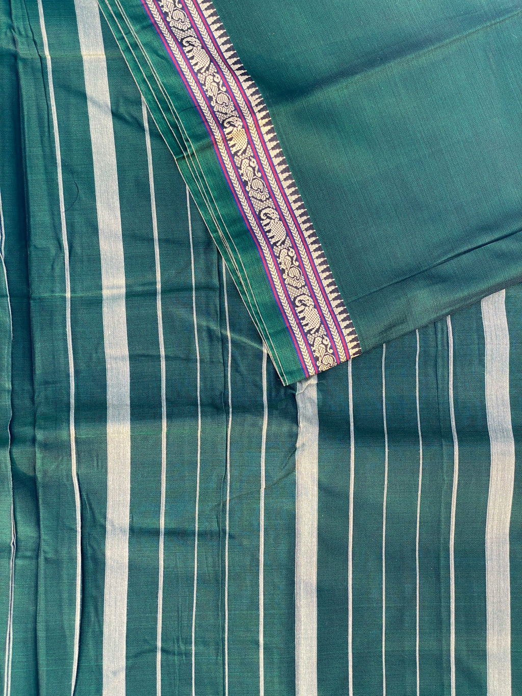 Narayanpet Cotton Saree - Elephant Peacock border