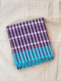 Checks Cotton Saree - Maroon Blue