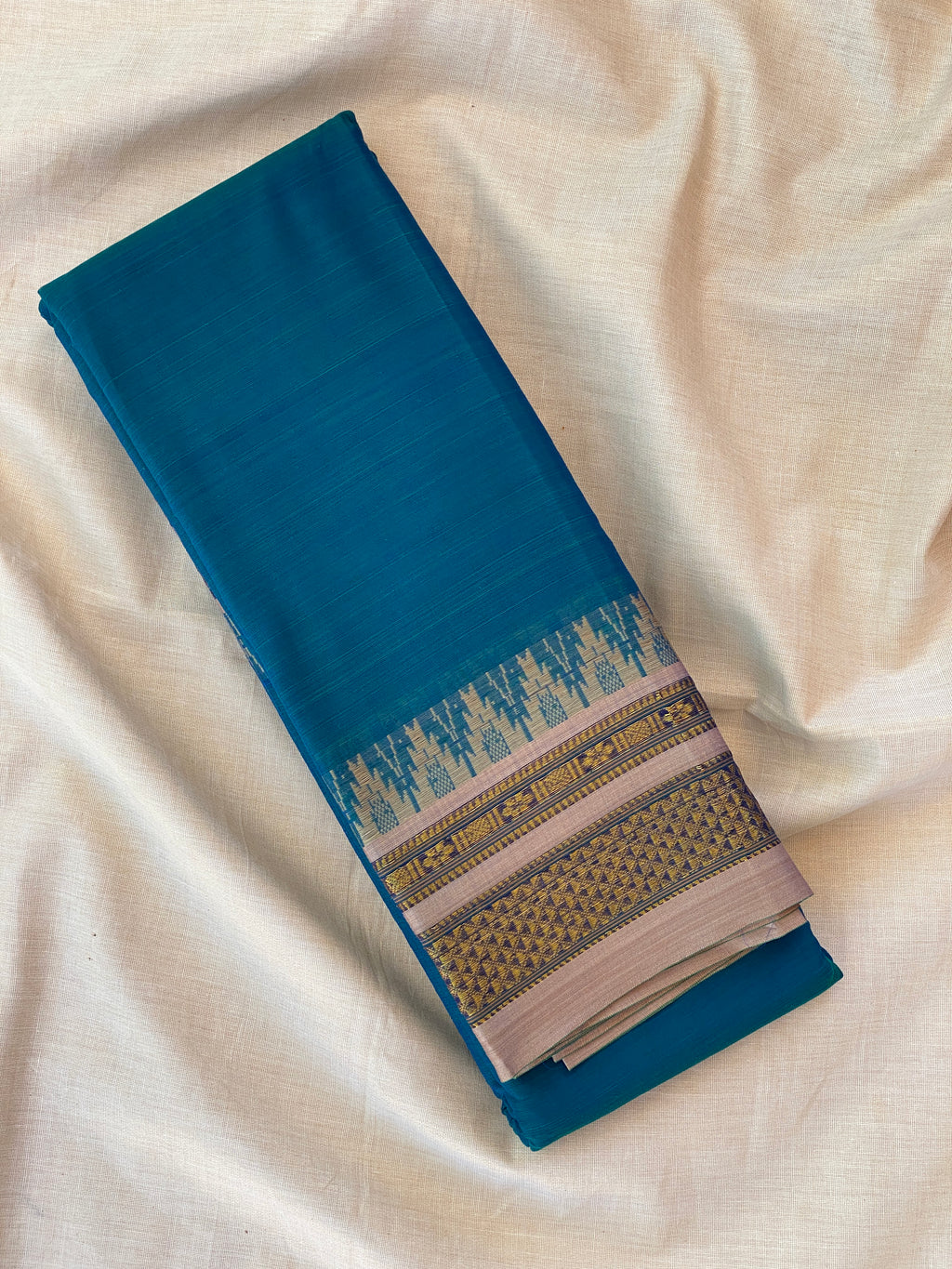 Narayanpet Cotton Saree - Teal Blue